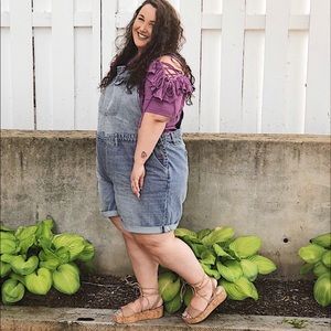 plus size jean overall shorts
